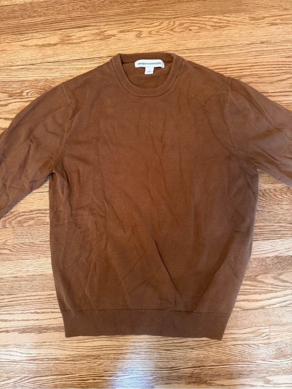 Amazon Essentials Brown Crew Neck Sweater Men’s Medium Lightweight Knit